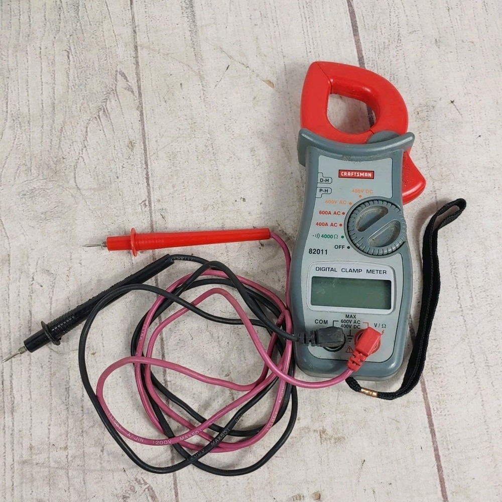 Craftsman Model 82011 Clamp on Ammeter Digital Multimeter + Leads TESTED WORKING